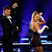 Sarah Hadland and Vito Coppola, during the dress rehearsal for Saturday’s Strictly Come Dancing show on BBC1 (Guy Levy/BBC/PA)