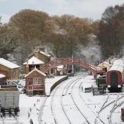 A view of the snow covered rail tracks and platforms at Goathland train station in North Yorkshire. There is widespread travel disruption after heavy snowfall and ice affected parts of the UK, with the Met Office advising vehicles could be stranded,